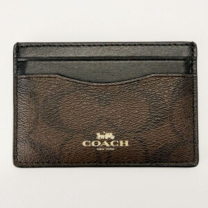 Coach Slim ID Card Holder Compact Case Sleek Refined Calf Leather Monogram Logo